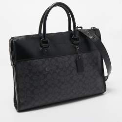 Coach Black Signature Coated Canvas and Leather Gotham Laptop Bag