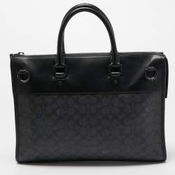 Coach Black Signature Coated Canvas and Leather Gotham Laptop Bag