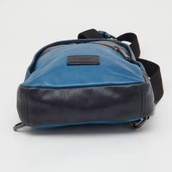 Coach Two Tone Blue Leather Sling Bag