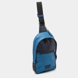Coach Two Tone Blue Leather Sling Bag