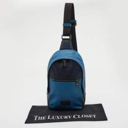 Coach Two Tone Blue Leather Sling Bag