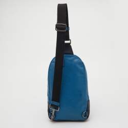 Coach Two Tone Blue Leather Sling Bag