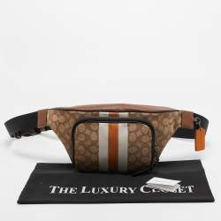 Coach Beige/Black Canvas and Leather Thompson Belt Bag