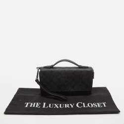 Coach Grey/Black Signature Canvas and Leather Zip Wristlet Pouch