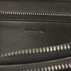 Coach Grey/Black Signature Canvas and Leather Zip Wristlet Pouch