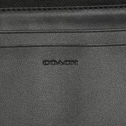 Coach Grey/Black Signature Canvas and Leather Zip Wristlet Pouch