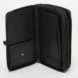 Coach Grey/Black Signature Canvas and Leather Zip Wristlet Pouch