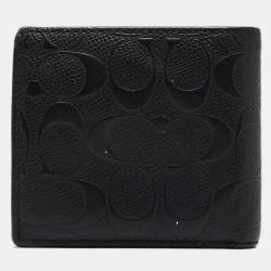 Coach Black Signature Embossed Leather Bifold Wallet