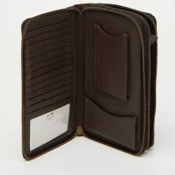 Coach Brown Leather Double Zip Travel Organizer 