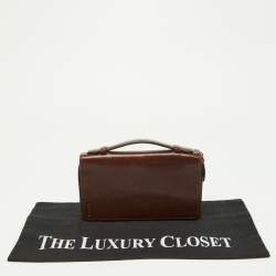 Coach Brown Leather Double Zip Travel Organizer 