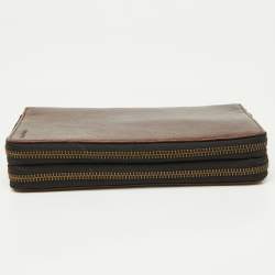 Coach Brown Leather Double Zip Travel Organizer 