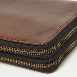 Coach Brown Leather Double Zip Travel Organizer 