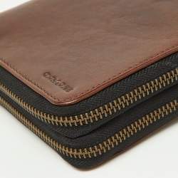 Coach Brown Leather Double Zip Travel Organizer 