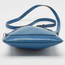Coach Navy Blue Leather Front Pocket Slim Messenger Bag 