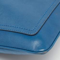 Coach Navy Blue Leather Front Pocket Slim Messenger Bag 