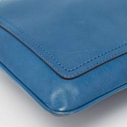 Coach Navy Blue Leather Front Pocket Slim Messenger Bag 