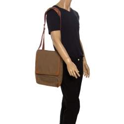 Cole Haan Brown Canvas Messenger Bag