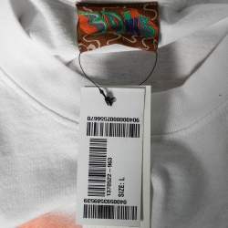 Pre Owned Come Tees White Turning Point Printed Long Sleeve T-Shirt L