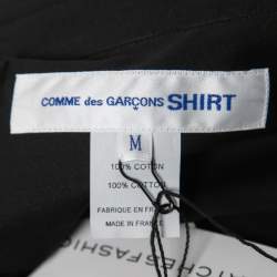 Pre Owned Comme des Garçons Black Cotton Ruffled Asymmetrical Shirt M