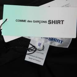 Pre Owned Comme des Garçons Black Cotton Ruffled Asymmetrical Shirt M