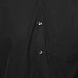 Pre Owned Comme des Garçons Black Cotton Ruffled Asymmetrical Shirt M