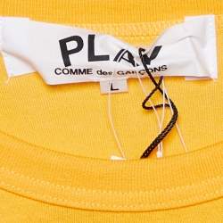 Comme des Garcons Play Yellow Heart Patch Cotton Crew Neck T-Shirt L