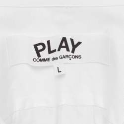 Comme des Garcons Play White Cotton Heart Applique Shirt L