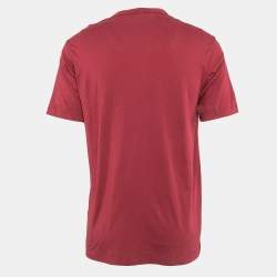 Comme des Garcons Shirt Burgundy Cotton Zip Detail T-Shirt L