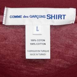 Comme des Garcons Shirt Burgundy Cotton Zip Detail T-Shirt L