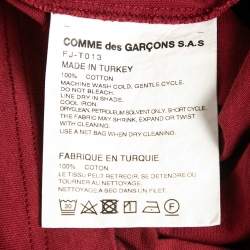 Comme des Garcons Shirt Burgundy Cotton Zip Detail T-Shirt L