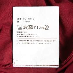 Comme des Garcons Shirt Burgundy Cotton Zip Detail T-Shirt L