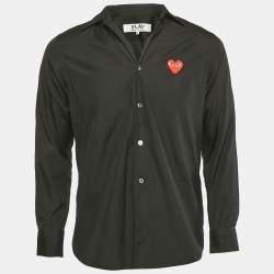 Comme des Garcons Black Cotton Heart Applique Detail Shirt S