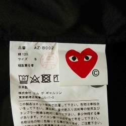 Comme des Garcons Black Cotton Heart Applique Detail Shirt S