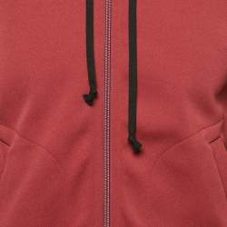 Comme des Garcons PLAY Dark Red Jersey Zip-Up Invader Hooded Sweatshirt S