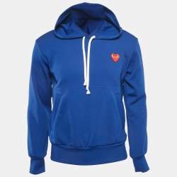 Comme des Garcons Blue Heart Applique Jersey Hoodie S