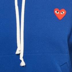 Comme des Garcons Blue Heart Applique Jersey Hoodie S