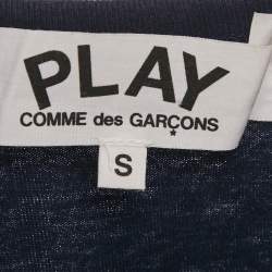Pre Owned Comme des Garcons Blue Play Black Heart Applique Jersey T-Shirt S