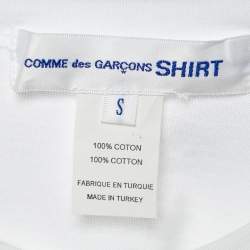 Pre Owned Comme des Garcons White Tiger Printed Cotton Knit Cutout Detail T-Shirt S