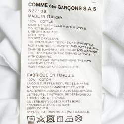 Pre Owned Comme des Garcons White Tiger Printed Cotton Knit Cutout Detail T-Shirt S