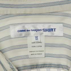 Pre Owned Comme des Garcons Shirt Light Blue Striped Cut-Out Mask Shirt XS