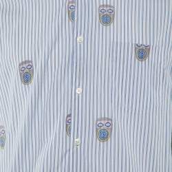 Pre Owned Comme des Garçons White & Blue Striped Contrast Sleeve Detail Shirt XS