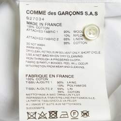 Pre Owned Comme des Garcons White Cotton Contrast Skull Detail Shirt XS