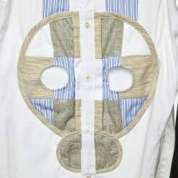 Pre Owned Comme des Garcons White Cotton Contrast Skull Detail Shirt XS