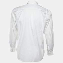 Pre Owned Comme des Garcons White Cotton Contrast Skull Detail Shirt XS