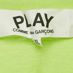 Pre Owned Comme des Garcons PLAY Green Heart Eyes Printed Cototn Knit T-Shirt XL