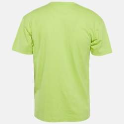 Pre Owned Comme des Garcons PLAY Green Heart Eyes Printed Cototn Knit T-Shirt XL