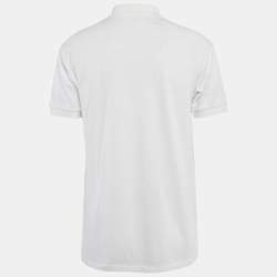 Pre Owned Comme des Garçons Play White Heart Pique Polo T-Shirt XL
