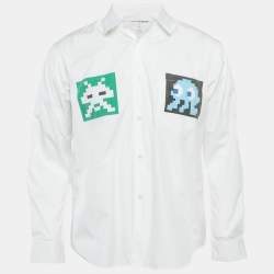 مملوكة مسبقًا Comme des Garçons White Printed Cotton Oversized Shirt S