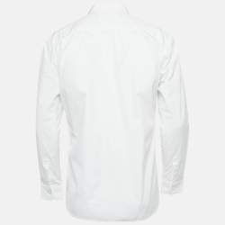 Pre Owned قميص كوم دي غارسون أبيض قطن مطبوع فضفاض مقاس صغير (سمول)