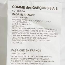 Pre Owned قميص كوم دي غارسون أبيض قطن مطبوع فضفاض مقاس صغير (سمول)